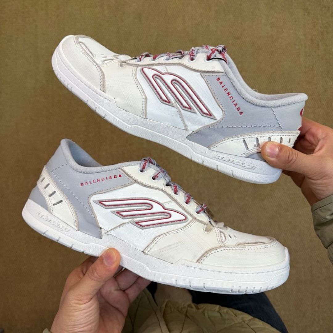 Balenciaga Runner Distressed Sneakers White Red Grey 677403W3RBM9060 - Image 9