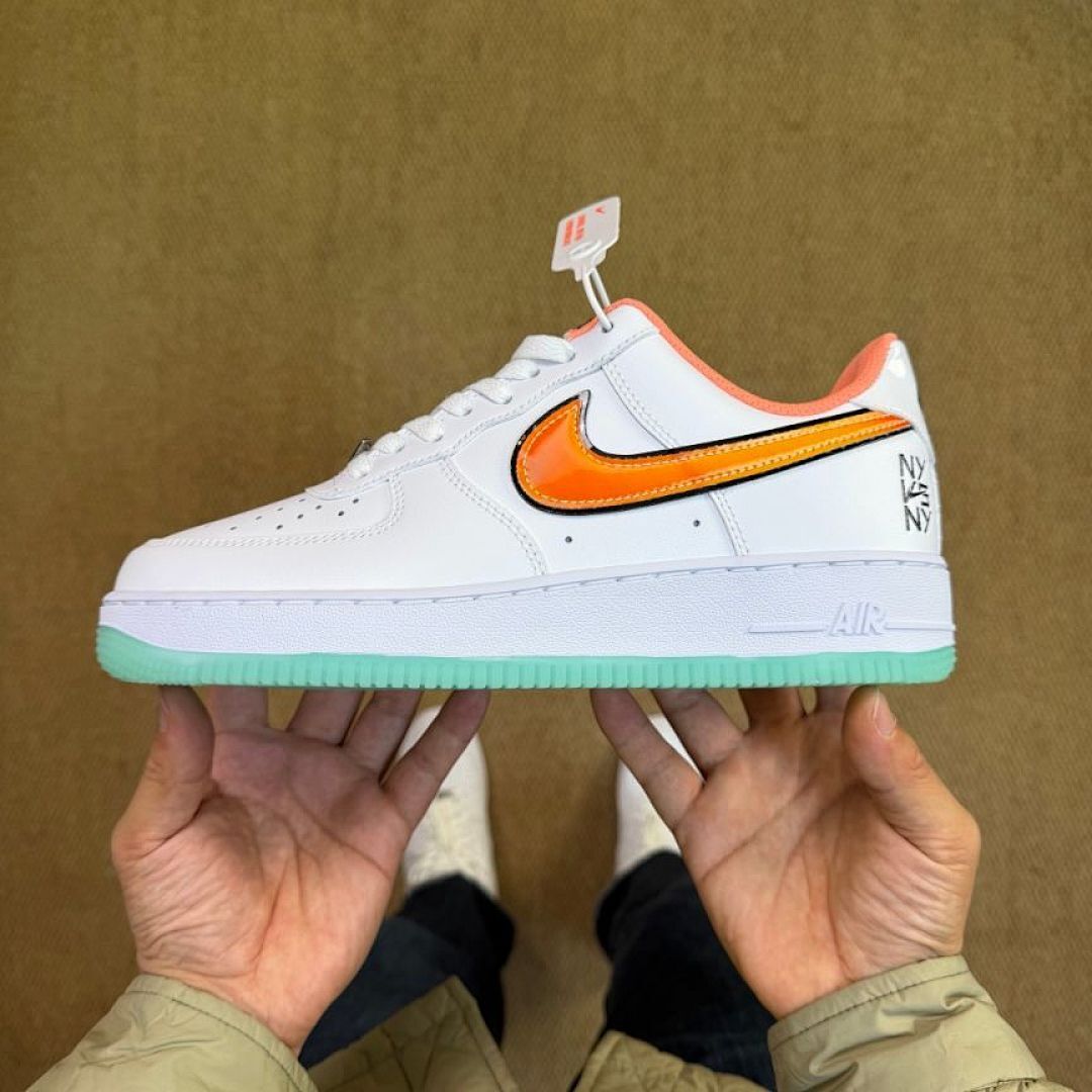 Nike Air Force 1 Low NY vs NY White Total Orange Mint Foam Black Men's Women's Sneakers Shoes DV2122-100