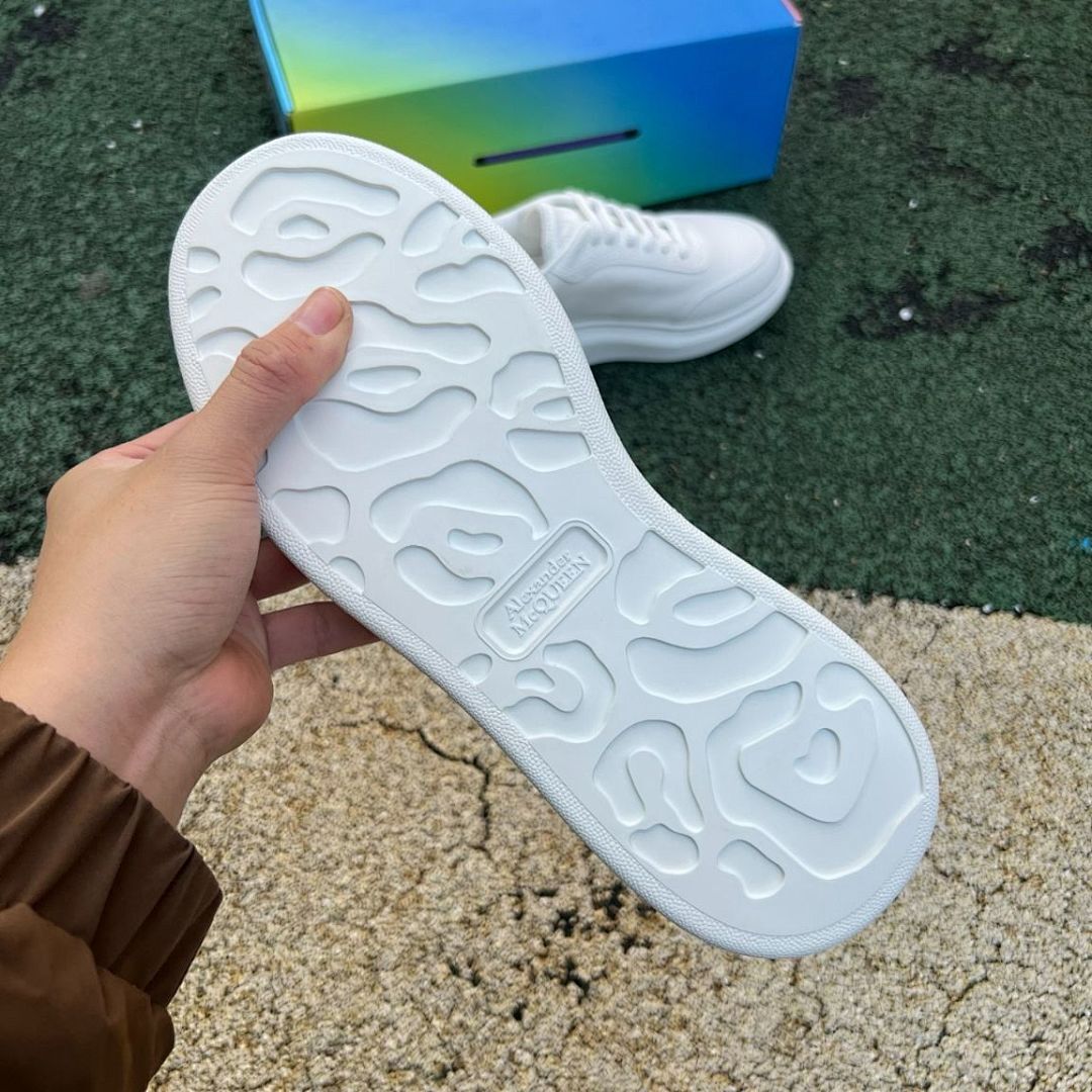 Alexander McQueen Oversized Sneaker White Leather Platform Trainers 553770 WHGP7 9000 - Image 6