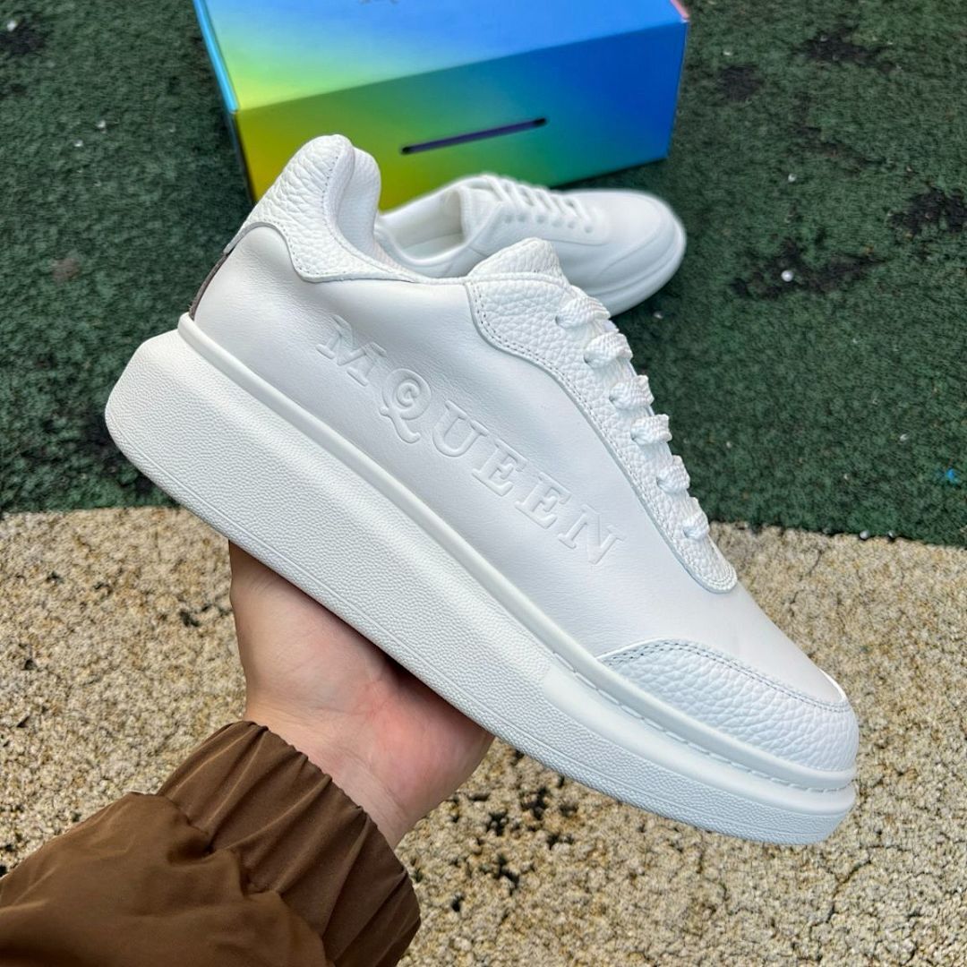 Alexander McQueen Oversized Sneaker White Leather Platform Trainers 553770 WHGP7 9000 - Image 9