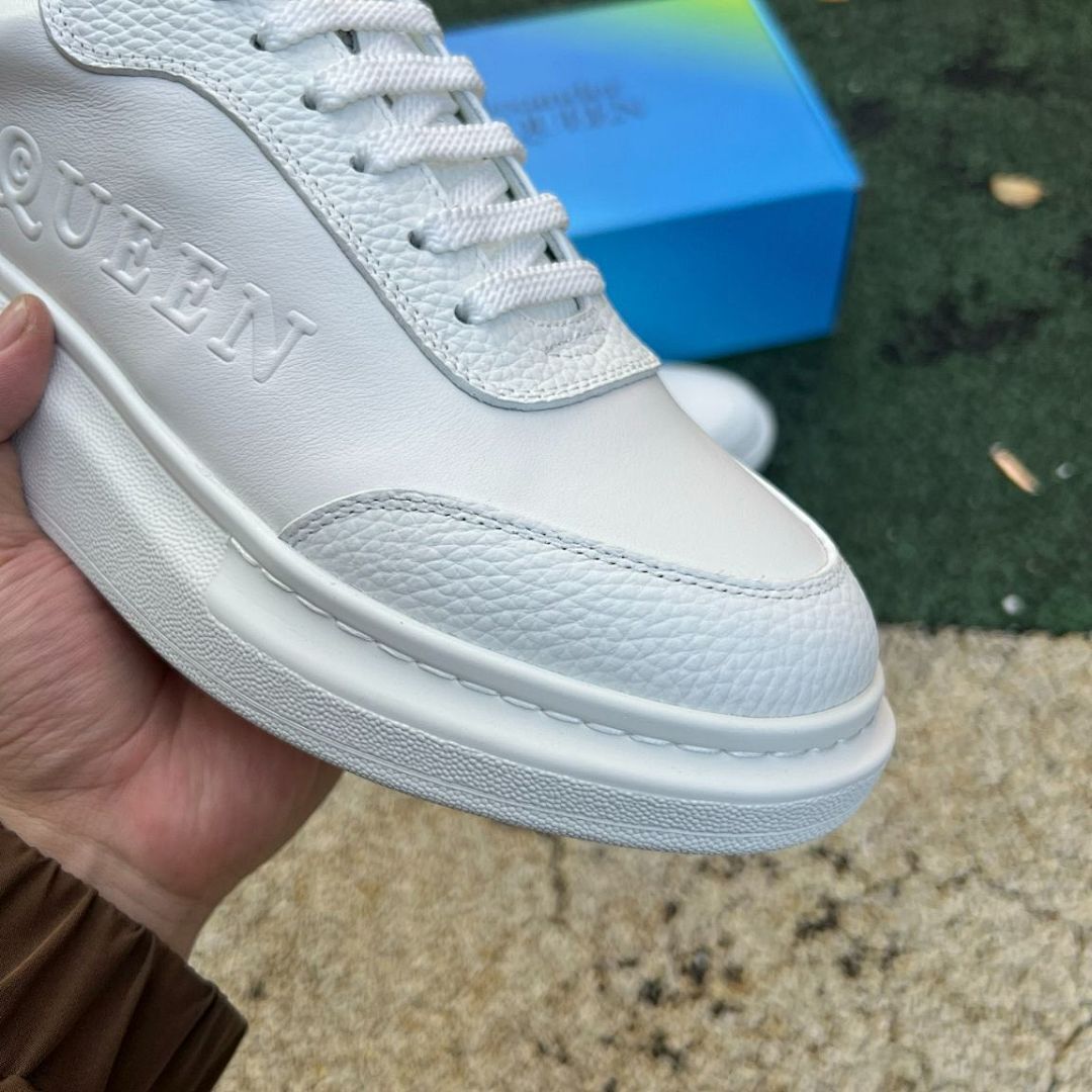 Alexander McQueen Oversized Sneaker White Leather Black Heel Tab 553770 WHGP7 9061 - Image 3