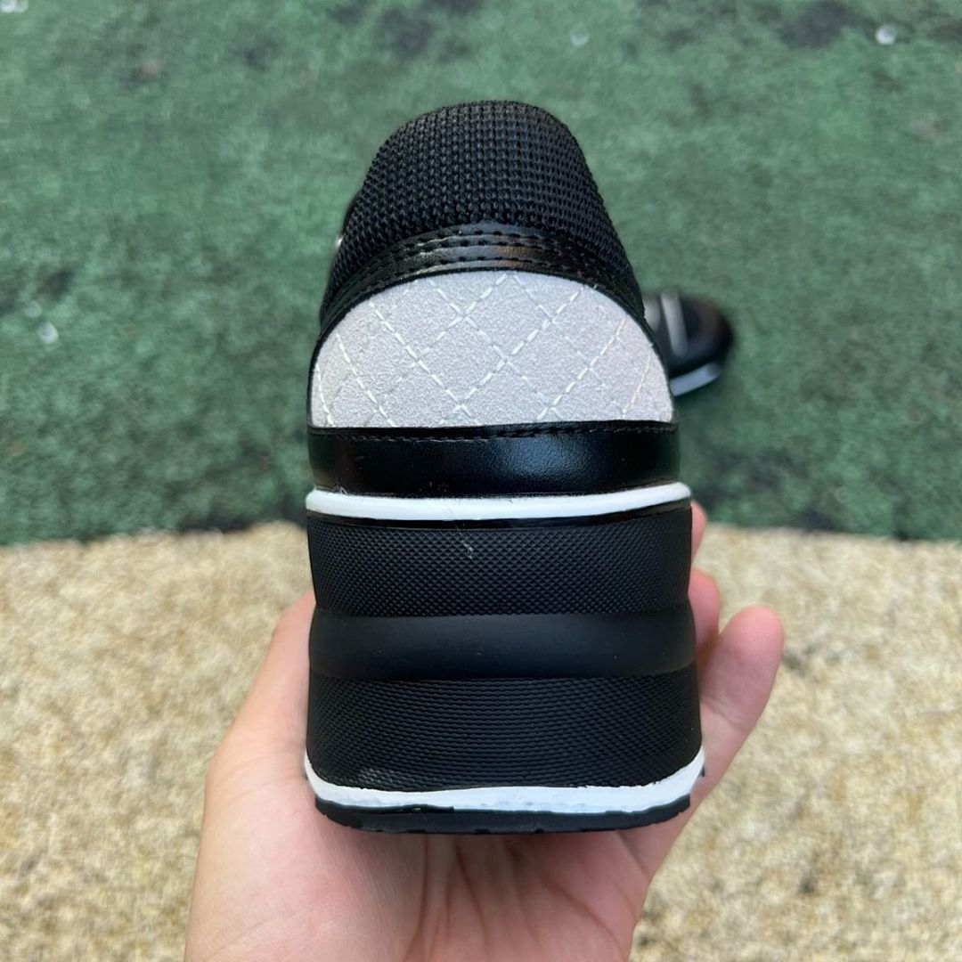 Chanel Black Platform Trainers Women's Chunky Heel Sneakers Leather Mesh G37136 - Image 8