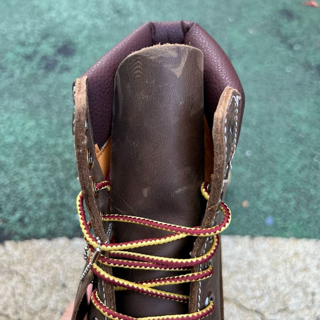 Timberland Men's 6-Inch Premium Waterproof Boots Dark Brown Nubuck Red Lug Sole A10001 - Image 5