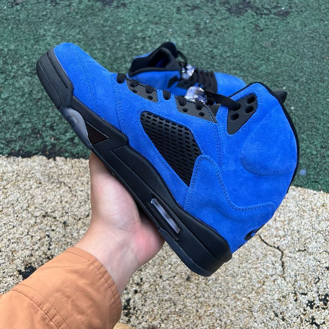 Jordan 5 Retro Blue Suede Game Royal Black Men's Sneakers 136027-401 - Image 7