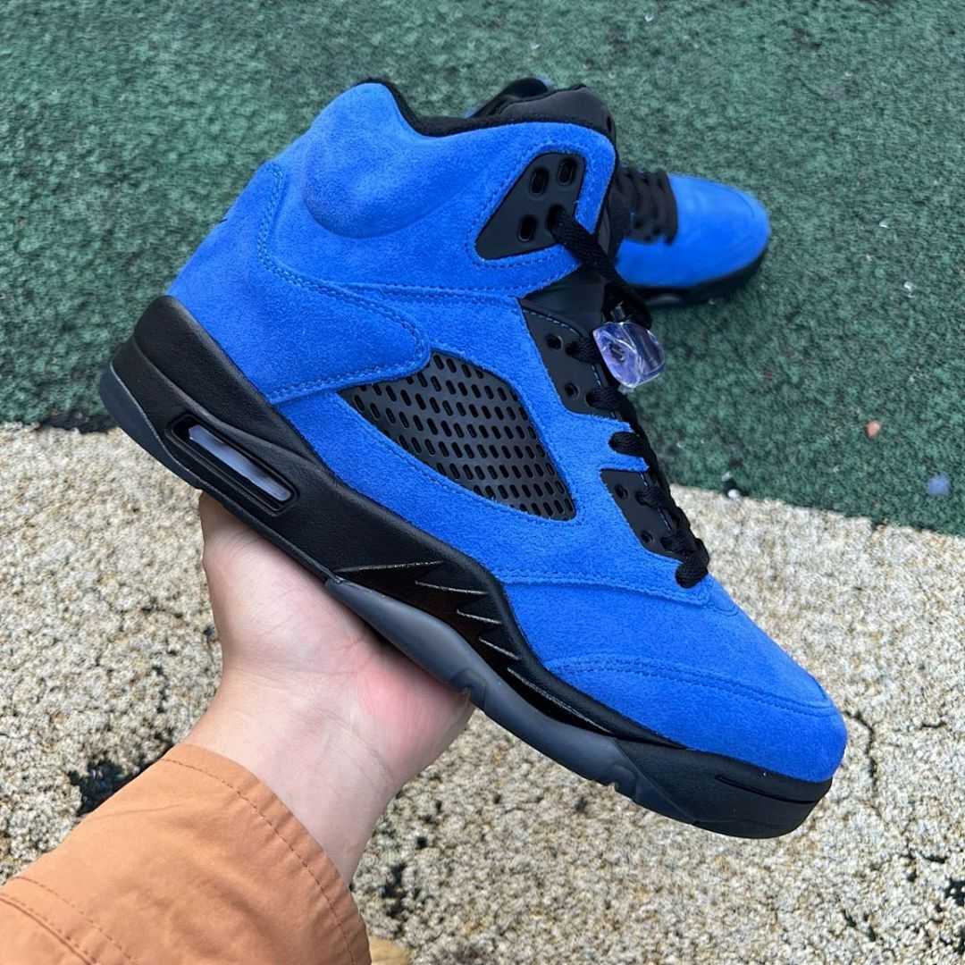 Jordan 5 Retro Blue Suede Game Royal Black Men's Sneakers 136027-401 - Image 9