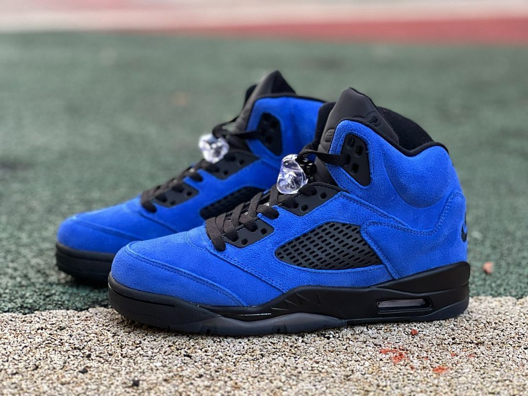 Jordan 5 Retro Blue Suede Game Royal Black Men's Sneakers 136027-401 - Image 10