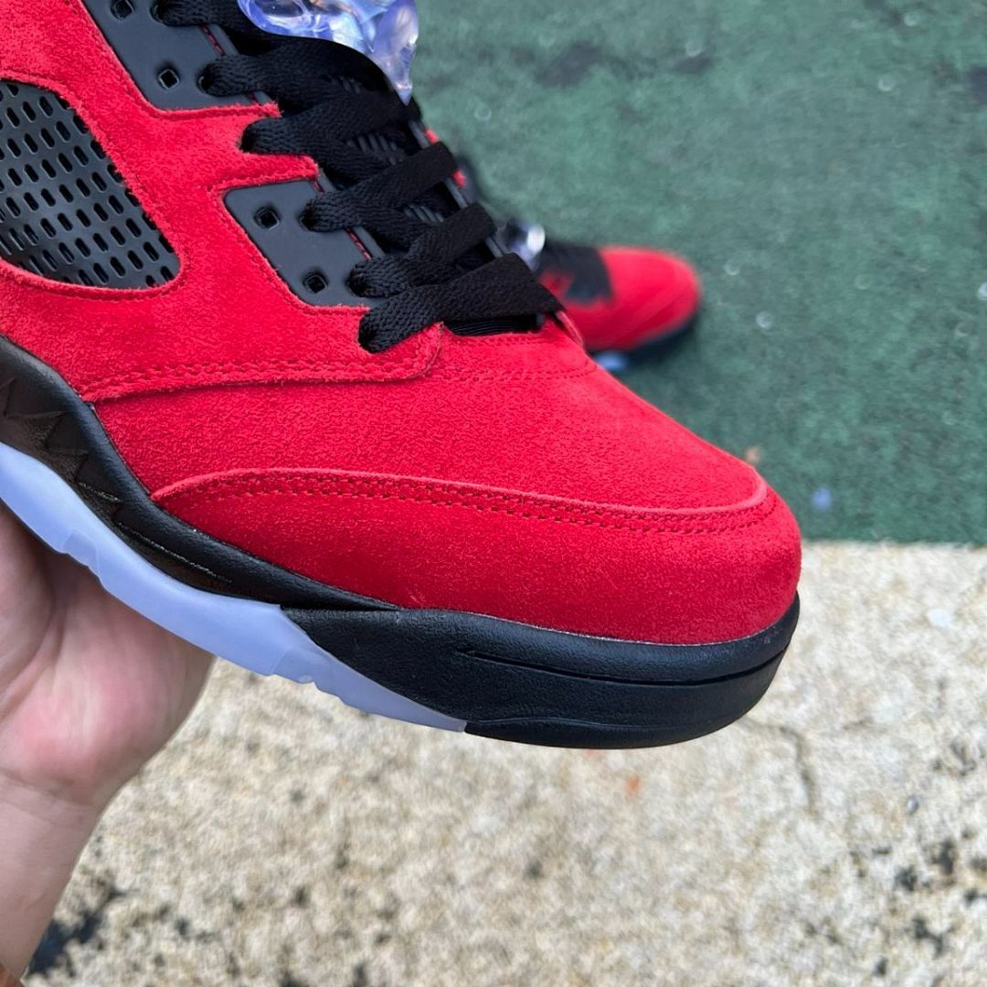 Air Jordan 5 Retro Raging Bull DD0587-600 Men's Varsity Red Suede Black Icy Sole Sneakers - Image 3