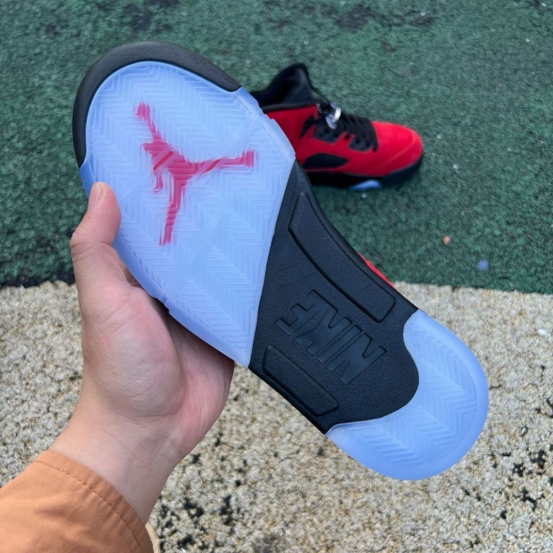 Air Jordan 5 Retro Raging Bull DD0587-600 Men's Varsity Red Suede Black Icy Sole Sneakers - Image 6