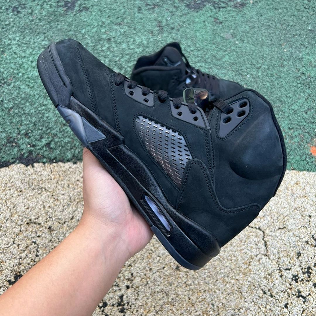 Air Jordan 5 Retro Black Cat CU6675-006 Men's Shoes Triple Black Stealth Premium Nubuck Basketball Sneakers - Image 8