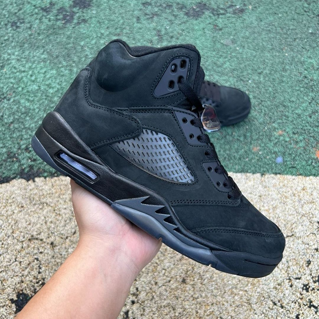 Air Jordan 5 Retro Black Cat CU6675-006 Men's Shoes Triple Black Stealth Premium Nubuck Basketball Sneakers - Image 10