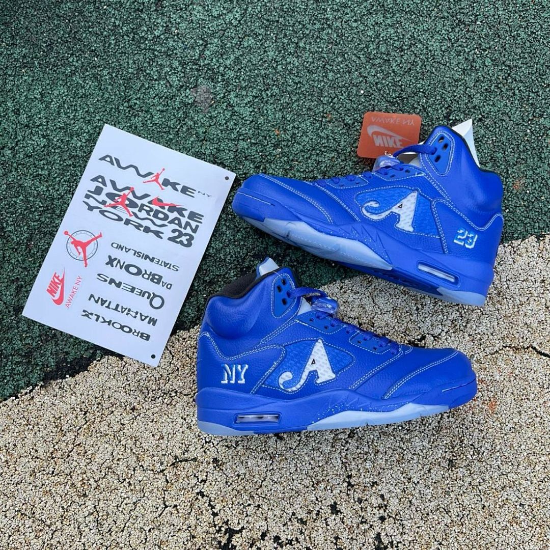 Awake NY x Air Jordan 5 Retro Sport Blue Game Royal Sneakers FJ1621-400