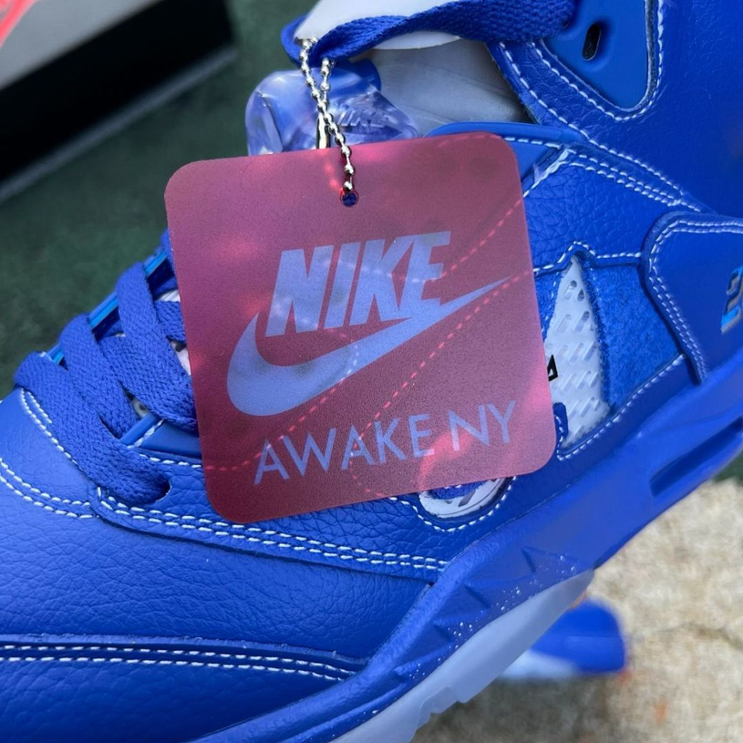 Awake NY x Air Jordan 5 Retro Sport Blue Game Royal Sneakers FJ1621-400 - Image 4