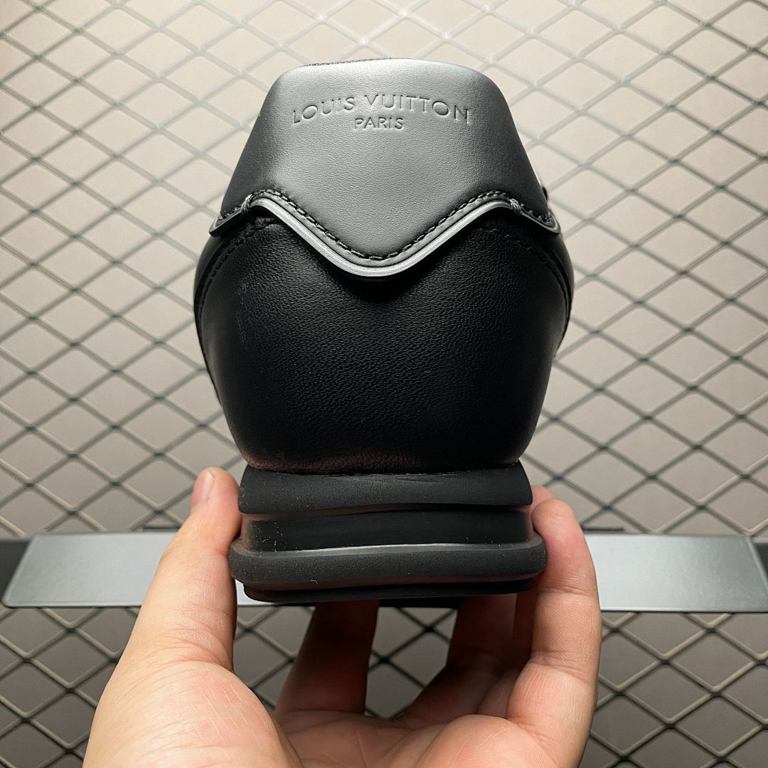 Louis Vuitton LV Runner Monogram Embossed Black Leather Low-Top Sneakers - Image 9