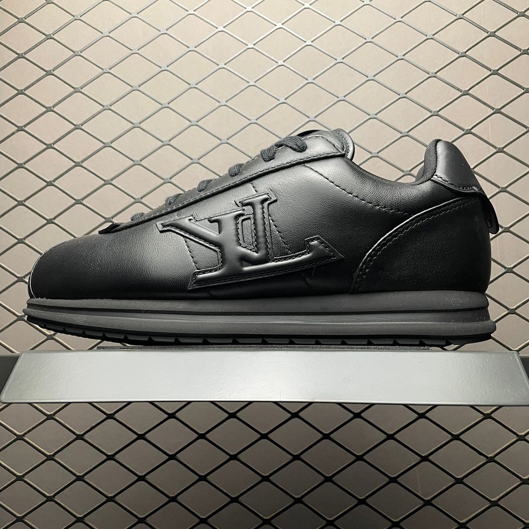 Louis Vuitton LV Runner Monogram Embossed Black Leather Low-Top Sneakers - Image 10