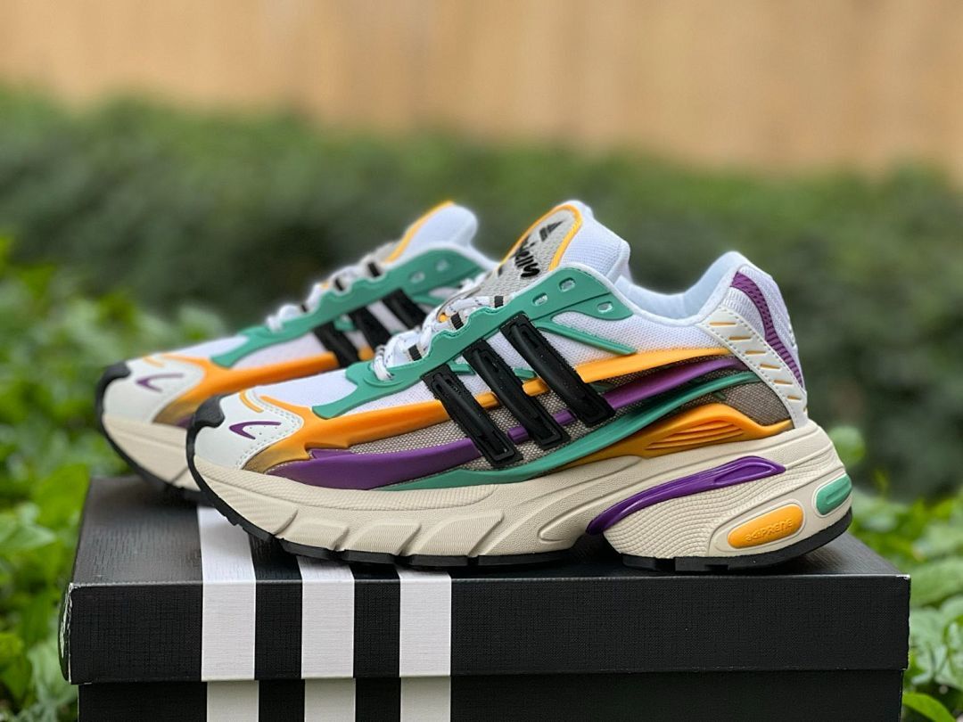 Adidas Response CL Cloud White Collegiate Green Orange Purple Sneakers Running Shoes IE7157 - Image 5