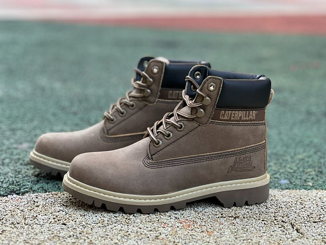 Caterpillar CAT Colorado Men's Brown Taupe Nubuck Leather Padded Collar Ankle Work Boots