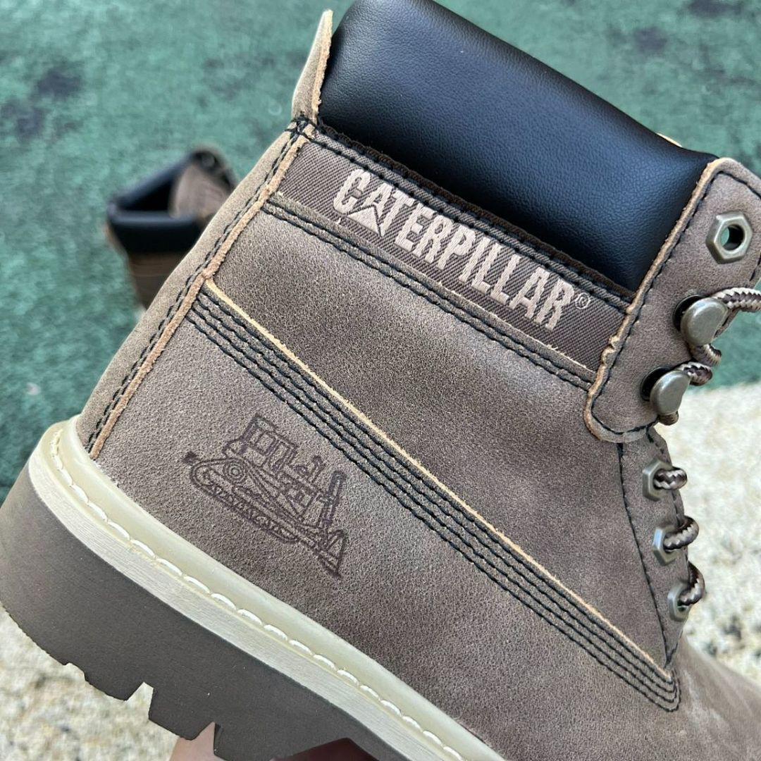 Caterpillar CAT Colorado Men's Brown Taupe Nubuck Leather Padded Collar Ankle Work Boots - Image 3