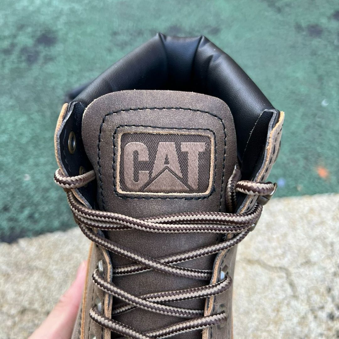 Caterpillar CAT Colorado Men's Brown Taupe Nubuck Leather Padded Collar Ankle Work Boots - Image 6