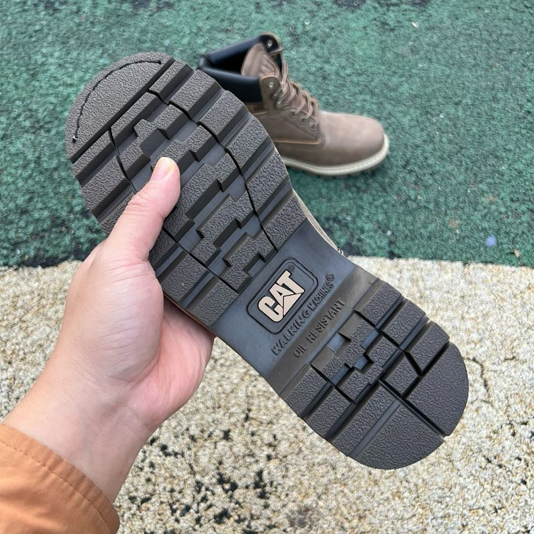 Caterpillar CAT Colorado Men's Brown Taupe Nubuck Leather Padded Collar Ankle Work Boots - Image 7