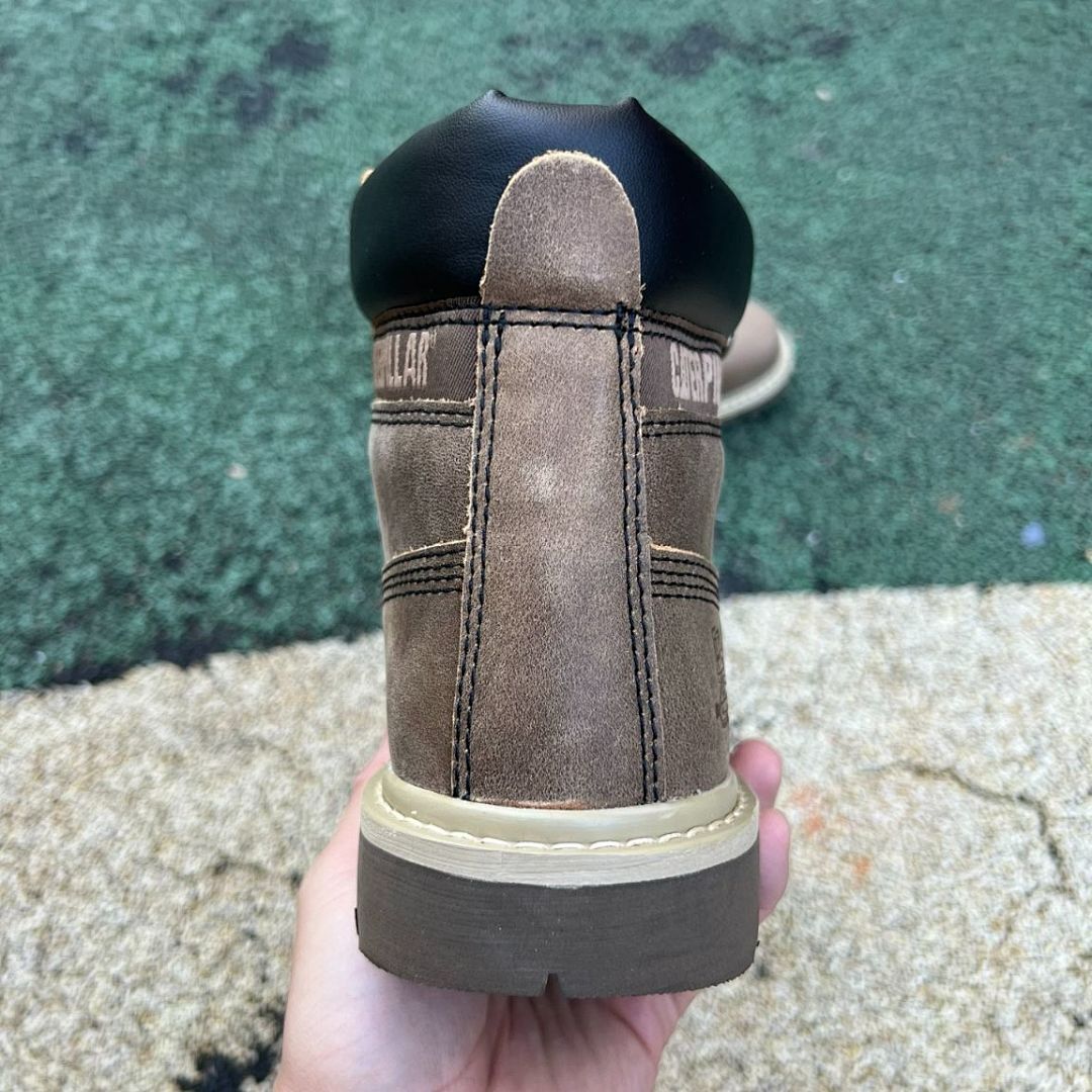 Caterpillar CAT Colorado Men's Brown Taupe Nubuck Leather Padded Collar Ankle Work Boots - Image 9