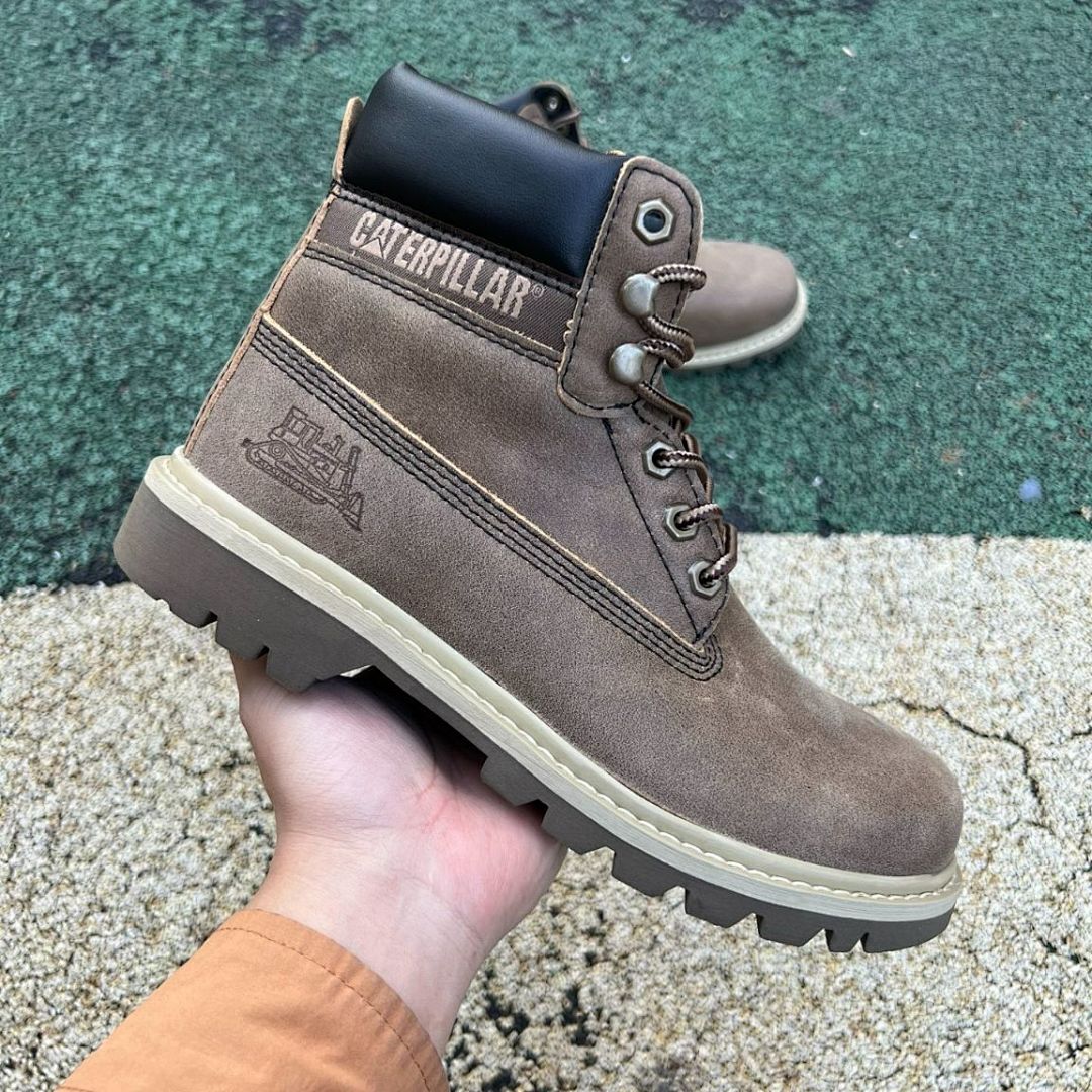 Caterpillar CAT Colorado Men's Brown Taupe Nubuck Leather Padded Collar Ankle Work Boots - Image 10