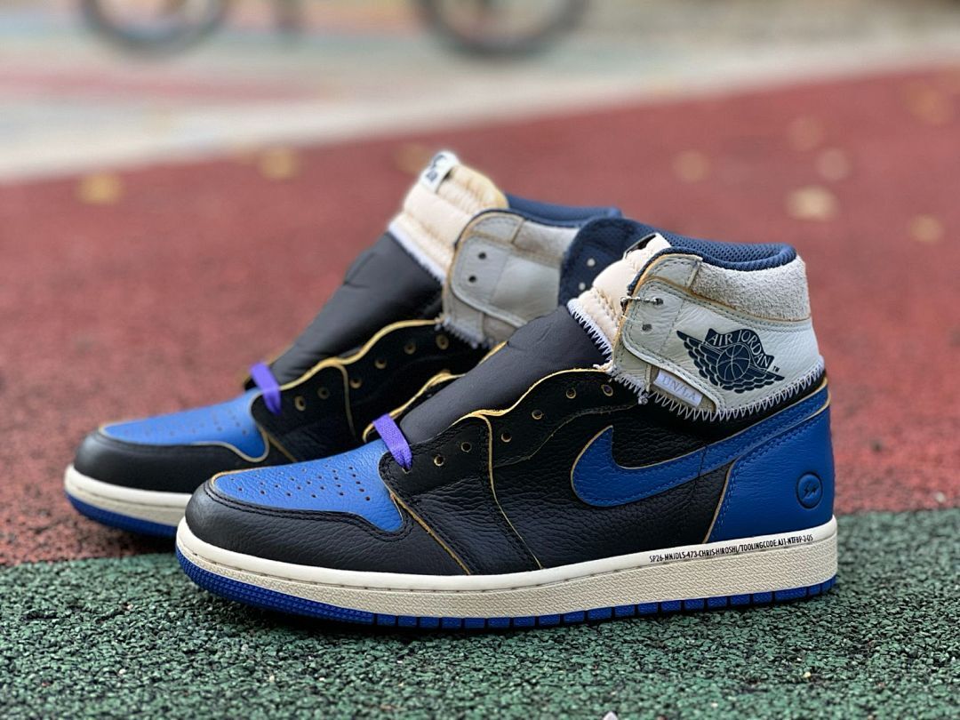 Air Jordan 1 Retro High OG SP Union LA x Fragment Design Royal Blue Black Toe Sample Men's Sneaker (SP26-MNJDLS-473-CHRIS-HIROSHI / TOOLINGCODE: AJ1-NTBF-J-005)