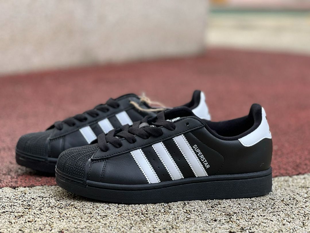 Adidas Superstar Black White Shell Toe Sneakers Black Sole