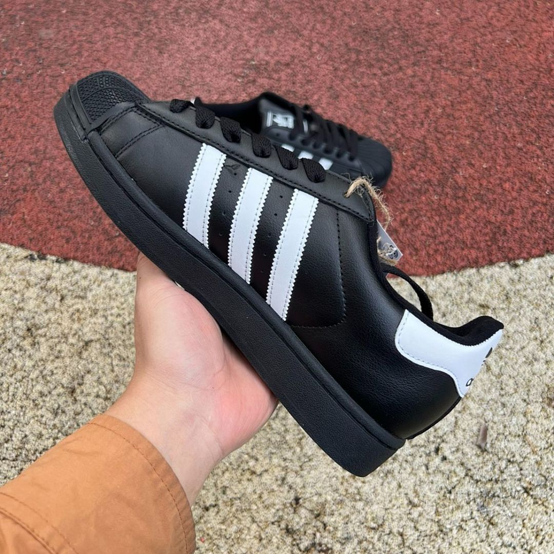 Adidas Superstar Black White Shell Toe Sneakers Black Sole - Image 8