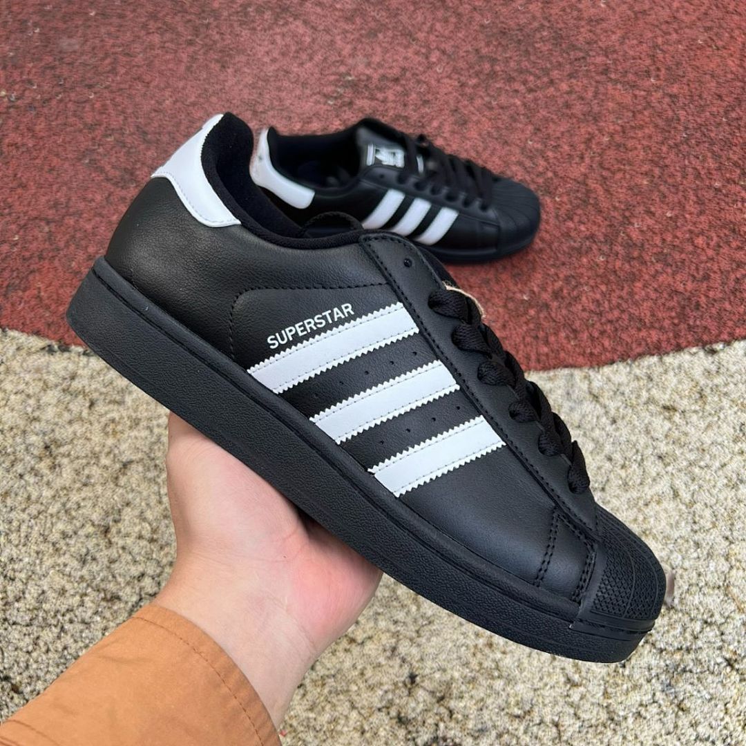 Adidas Superstar Black White Shell Toe Sneakers Black Sole - Image 10