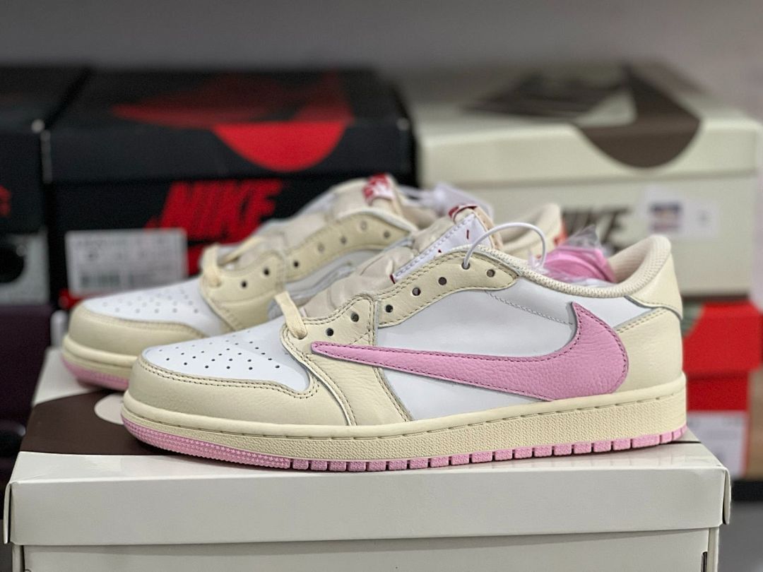 Nike Air Jordan 1 Low OG Travis Scott Sail Pink White Sneakers