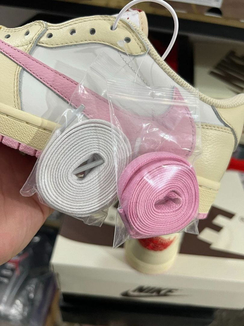 Nike Air Jordan 1 Low OG Travis Scott Sail Pink White Sneakers - Image 3