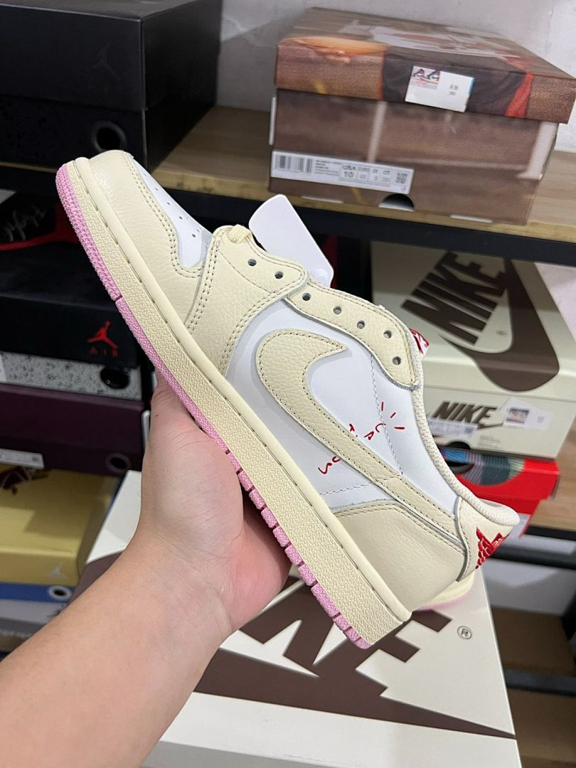 Nike Air Jordan 1 Low OG Travis Scott Sail Pink White Sneakers - Image 9