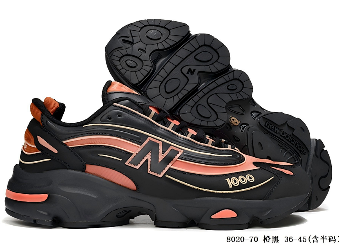 New Balance 1000 Black Orange Sneakers Running Shoes Trainers 8020-70