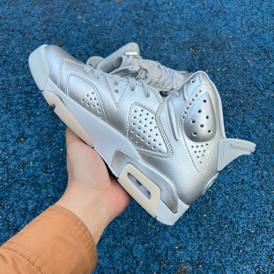 Nike Air Jordan 6 Retro Metallic Silver CT8529-070 Men's Basketball Sneakers Shoes - Image 7
