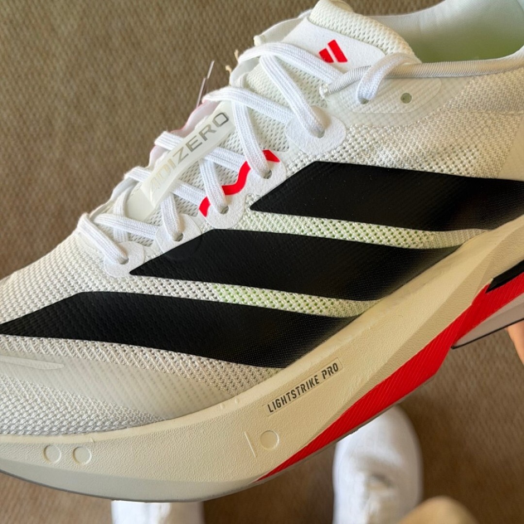 Adidas Adizero Adios Pro 3 Men's Running Race Shoes Cloud White Core Black Solar Red Lightstrike Pro Carbon Plate HQ8438 - Image 3