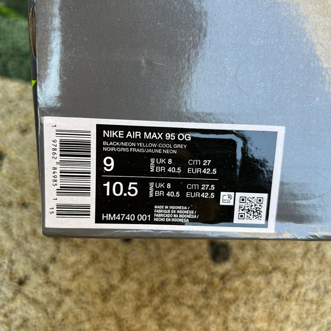 Nike Air Max 95 OG Neon Volt Grey Black CT1689-001 Men's Sneakers - Image 2