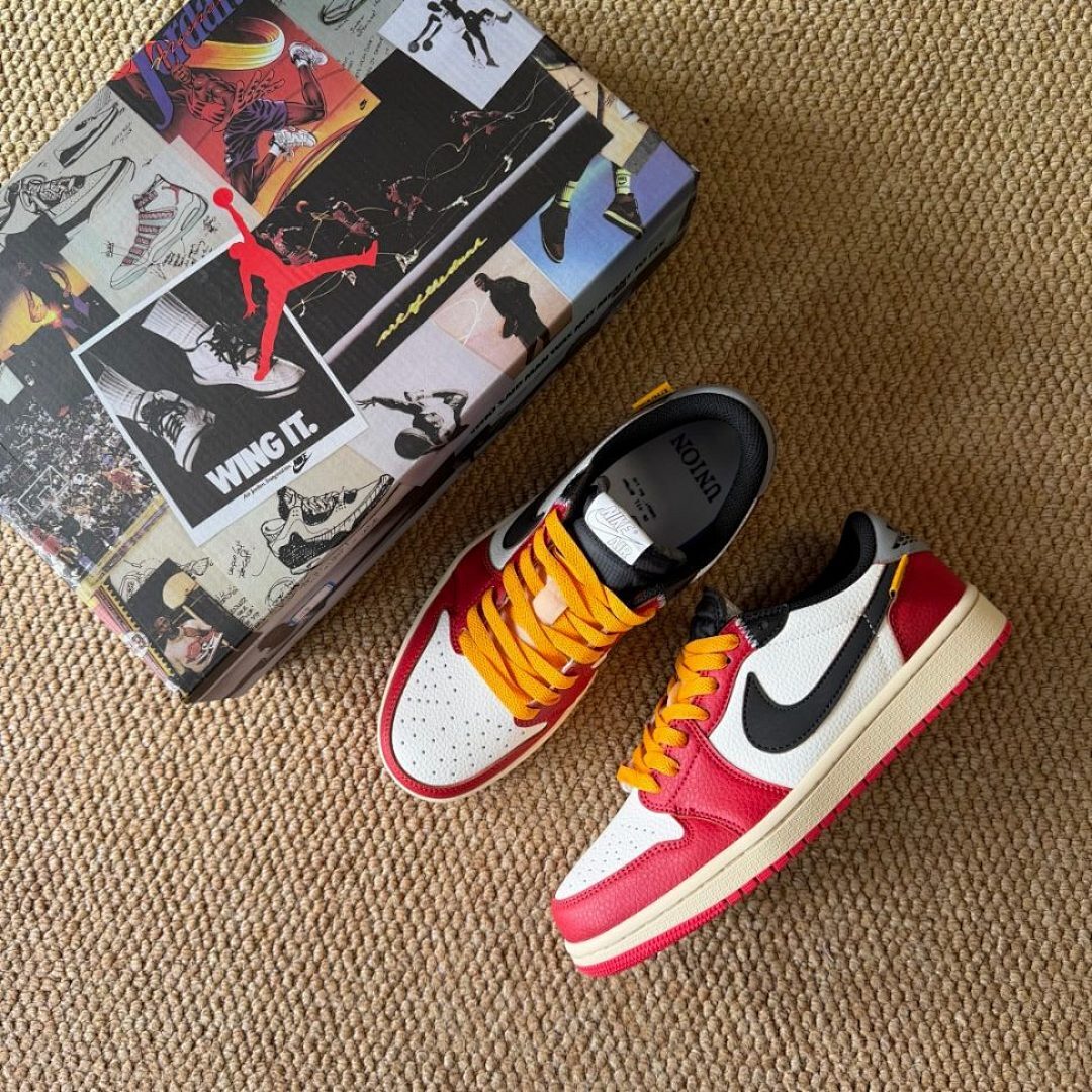 Nike Air Jordan 1 Low OG Union LA Neutral Grey Varsity Red Chicago Sneakers DZ4844-100 - Image 2