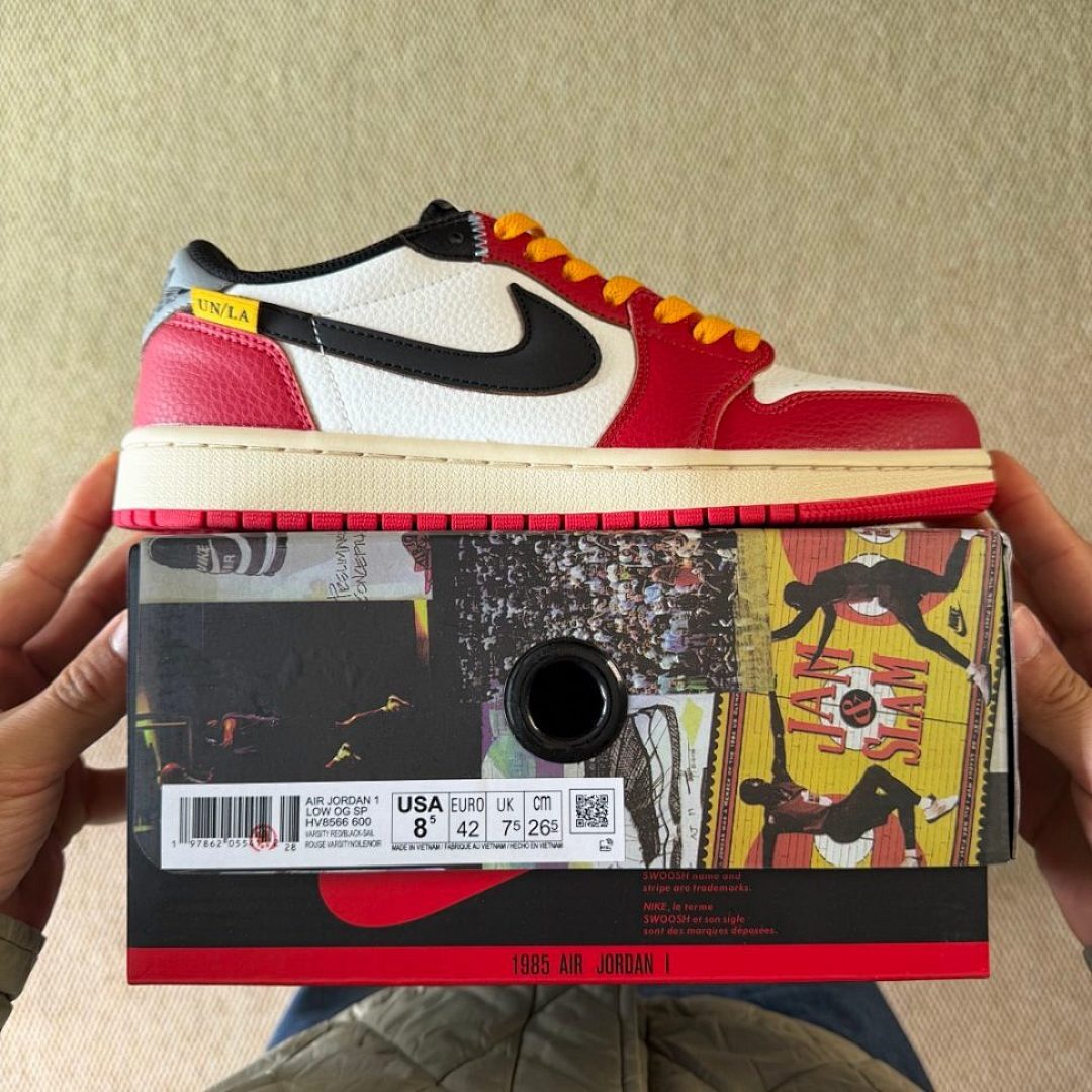 Nike Air Jordan 1 Low OG Union LA Neutral Grey Varsity Red Chicago Sneakers DZ4844-100 - Image 3