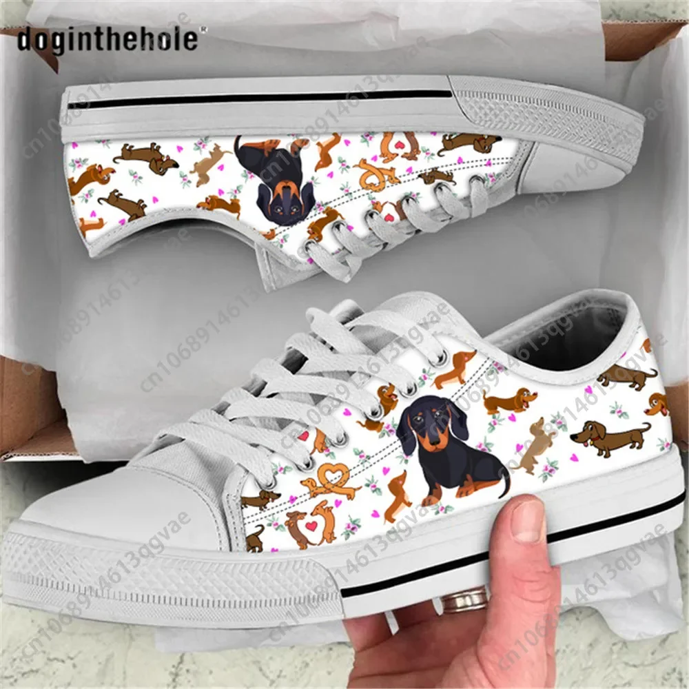 Dachshund Dog Music Notes Piano Keys Low Top Canvas Sneakers - Image 2